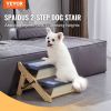 VEVOR Wood Pet Stairs/Pet Steps, 2-in-1 Foldable Wooden Dog Stair for Beds, Sofa and Cars, Dog Stairs & Ramp with 2 Steps for Small Medium Large Pet