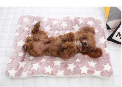 Cat dog sleeping mat warm thickened Sleeping pad blanket;  dog house warm mattress pet cushion (colour: Pink Polar Bear, size: No.7 89*68cm)