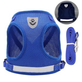 No Pull Pet Harness Vest For Dog & Cat; Step-in Puppy Harness For Small Medium Dogs; Reflective Strip (Color: Blue, size: L)