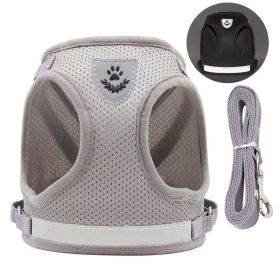 No Pull Pet Harness Vest For Dog & Cat; Step-in Puppy Harness For Small Medium Dogs; Reflective Strip (Color: Grey, size: XS)