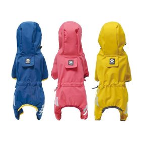 Small dog raincoat; body full surrounding; waterproof poncho pet clothes; with tow holes in the back (colour: Lake blue, size: XL (recommended weight 9-12 jin))