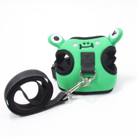 dog harness set; with leas frog leash pet mesh breathable small dog chest back retractable dog leash pet harness (colour: Calf, Specification (L * W): M)