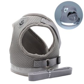 dog Harnesses and dog leash set; Pet Chest Strap Vest Dog Towing Rope Reflective Breathable Dog Rope Pet Supplies Wholesale (colour: silver grey, Specification (L * W): M)