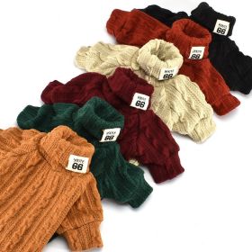 Pet Turtleneck Knitted Sweater Winter Dog Cat Keep Warm (Color: Wine red, size: XS)