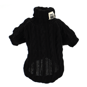 Pet Turtleneck Knitted Sweater Winter Dog Cat Keep Warm (Color: Black, size: M)