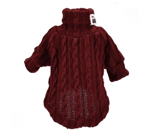 Pet Turtleneck Knitted Sweater Winter Dog Cat Keep Warm (Color: Wine red, size: S)