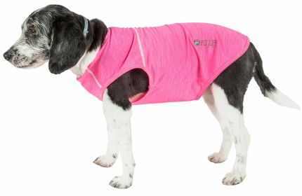 Pet Life Active 'Aero-Pawlse' Heathered Quick-Dry And 4-Way Stretch-Performance Dog Tank Top T-Shirt (Color: Pink, size: large)