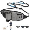 Hands Free Dog Leash with Waist Bag for Walking Small Medium Large Dogs;  Reflective Bungee Leash with Car Seatbelt Buckle and Dual Padded Handles;  A